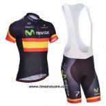 2014 Maillot Ciclismo Movistar Champion Espagne Manches Courtes et Cuissard