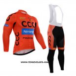 2015 Maillot Ciclismo CCC Noir et Orange Manches Longues et Cuissard