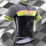 2015 Maillot Ciclismo Fox Cyclingbox Noir et Vert Manches Courtes et Cuissard