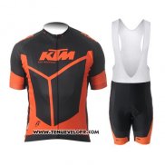 2015 Maillot Ciclismo KTM Orange et Noir Manches Courtes et Cuissard