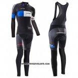 2016 Maillot Ciclismo Femme Orbea Bleu et Noir Manches Longues et Cuissard