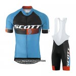 2016 Maillot Ciclismo Scott Bleu et Orange Manches Courtes et Cuissard