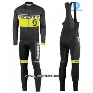 2016 Maillot Ciclismo Scott Noir et Jaune Manches Longues et Cuissard