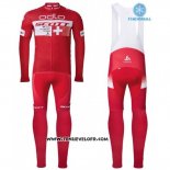 2016 Maillot Ciclismo Scott Rouge et Blanc Manches Longues et Cuissard