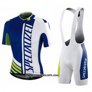 2016 Maillot Ciclismo Specialized Bleu et Blanc Manches Courtes et Cuissard