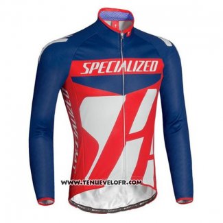 2016 Maillot Ciclismo Specialized Bleu et Rouge Manches Longues et Cuissard