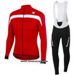 2016 Maillot Ciclismo Sportful Rouge et Blanc Manches Longues et Cuissard