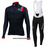 2016 Maillot Ciclismo Sportful Rouge et Noir Manches Longues et Cuissard