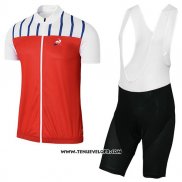 2017 Maillot Ciclismo Coq Sportif Tour DE France Rouge et Blanc Manches Courtes et Cuissard