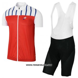 2017 Maillot Ciclismo Coq Sportif Tour DE France Rouge et Blanc Manches Courtes et Cuissard