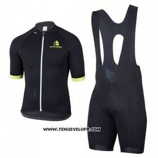 2017 Maillot Ciclismo Etxeondo Entzun Noir et Jaune Manches Courtes et Cuissard