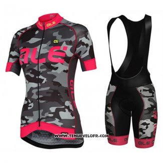 2017 Maillot Ciclismo Femme ALE Camouflage Rose Manches Courtes et Cuissard