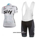 2017 Maillot Ciclismo Femme Sky Blanc Manches Courtes et Cuissard