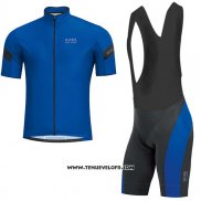 2017 Maillot Ciclismo Gore Bike Wear Power Bleu Manches Courtes et Cuissard