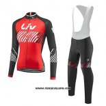 2017 Maillot Ciclismo Liv Rouge Manches Longues et Cuissard