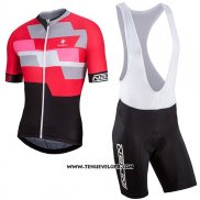 2017 Maillot Ciclismo Nalini Cervino Rouge et Noir Manches Courtes et Cuissard