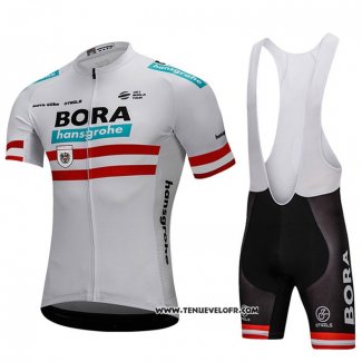 2018 Maillot Ciclismo Bora Champion L'autriche Blanc Manches Courtes et Cuissard