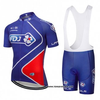 2018 Maillot Ciclismo FDJ Bleu Manches Courtes et Cuissard