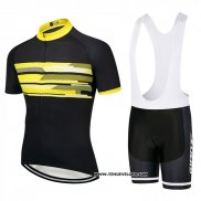 2018 Maillot Ciclismo Giant Noir et Jaune Manches Courtes et Cuissard