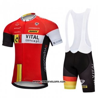 2018 Maillot Ciclismo Vital Concept Rouge Blanc Manches Courtes et Cuissard