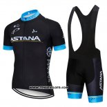 2019 Maillot Ciclismo Astana Noir Bleu Manches Courtes et Cuissard