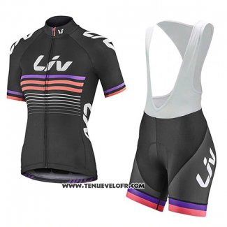 2019 Maillot Ciclismo Femme Liv Noir Fuchsia Manches Courtes et Cuissard