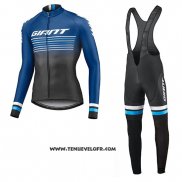 2019 Maillot Ciclismo Giant Race Day Bleu Noir Manches Longues et Cuissard