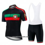 2019 Maillot Ciclismo Portugal Noir Vert Rouge Manches Courtes et Cuissard