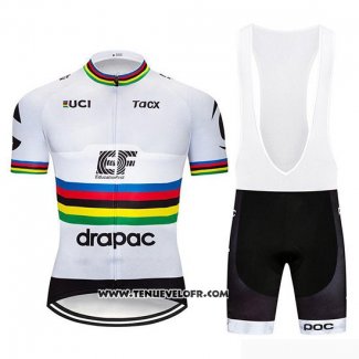 2019 Maillot Ciclismo UCI Mondo Champion Ef Education First Blanc Manches Courtes et Cuissard