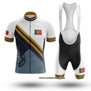 2020 Maillot Ciclismo Champion Portugal Bleu Clair Jaune Manches Courtes et Cuissard