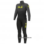 2020 Maillot Cyclisme ALE Jaune Noir Manches Longues et Cuissard(1)