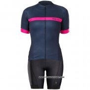 2020 Maillot Cyclisme Femme Bontrage Fuchsia Fonce Bleu Manches Courtes et Cuissard