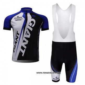 2021 Maillot Cyclisme Giant Noir Bleu Manches Courtes et Cuissard