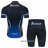 2021 Maillot Cyclisme R Star Noir Bleu Manches Courtes et Cuissard