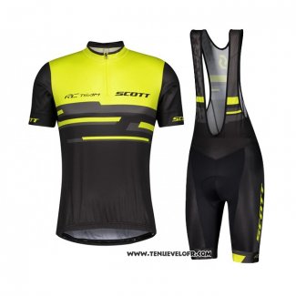 2021 Maillot Cyclisme Scott Jaune Noir Manches Courtes et Cuissard