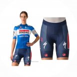 2024 Maillot Cyclisme Femme Deceuninck Quick Step Bleu Manches Courtes Et Cuissard
