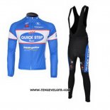 2010 Maillot Ciclismo Quick Step Floor Azur Manches Longues et Cuissard