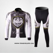 2010 Maillot Ciclismo Rock Racing Argent et Blanc Manches Longues et Cuissard