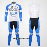 2012 Maillot Ciclismo Colnago Azur et Blanc Manches Longues et Cuissard