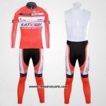 2012 Maillot Ciclismo Katusha Blanc et Orange Manches Longues et Cuissard