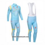 2013 Maillot Ciclismo Astana Bleu Clair Manches Longues et Cuissard