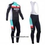 2013 Maillot Ciclismo Bianchi Noir et Bleu Clair Manches Longues et Cuissard