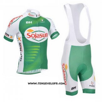 2013 Maillot Ciclismo Sojasun Blanc et Vert Manches Courtes et Cuissard