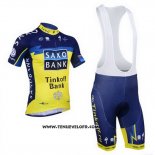 2013 Maillot Ciclismo Tinkoff Saxo Bank Bleu et Jaune Manches Courtes et Cuissard