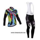 2014 Maillot Ciclismo Fox Azur et Noir Manches Longues et Cuissard