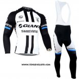 2014 Maillot Ciclismo Giant Shimano Noir et Blanc Manches Longues et Cuissard