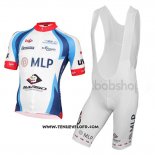 2015 Maillot Ciclismo Mlp Team Bergstrasse Blanc et Bleu Manches Courtes et Cuissard