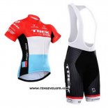 2015 Maillot Ciclismo Trek Factory Racing Factory Racing Blanc Rouge Manches Courtes et Cuissard
