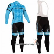 2016 Maillot Ciclismo Cannondale Bleu et Noir Manches Longues et Cuissard