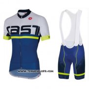 2016 Maillot Ciclismo Castelli Bleu Blanc Manches Courtes et Cuissard